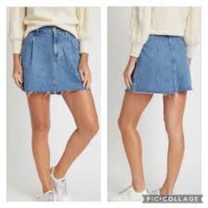 💲2️⃣0️⃣ Bundled ✔️Free People Cut-off Light Blue Denim Mini Skirt Sz L [31]